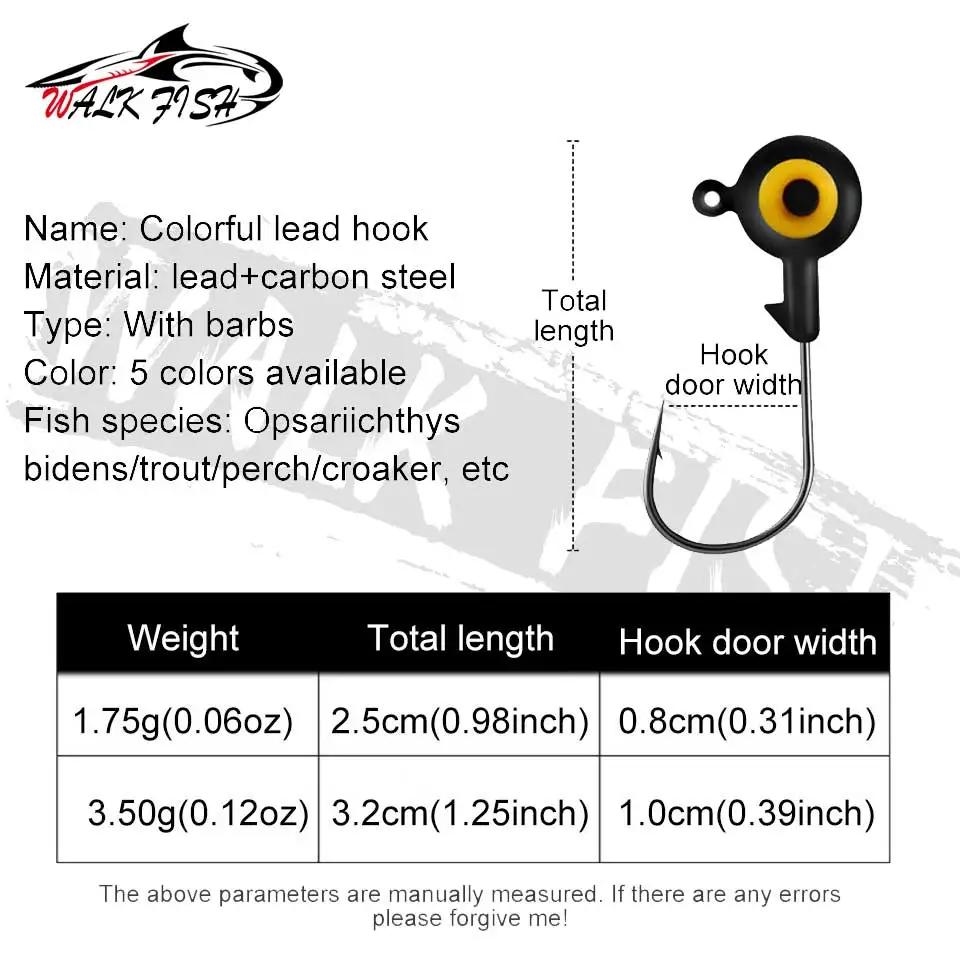 WALK FISH-anzuelos de pesca con cabeza de anzuelo, 5 uds., 1,75g, 3,5g, anzuelo de pesca con cabeza de plomo, plantilla, cebo duro, anzuelo de gusano suave para gusano suave - imagen 3