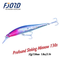 FJORD 130mm 52g Señuelos de Pesca hundidos mar falso Crankbait Whopper Plopper cebo Artificial de agua medio suministros de pesca en el océano de verano