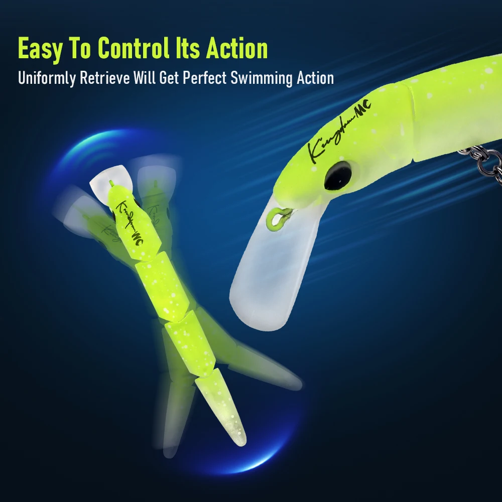 Señuelo de pececillo articulado Kingdom, 70mm, 4,3g, hundimiento, 4 secciones, cebo Artificial duro Wobbers para pesca de trucha y lubina de agua dulce - imagen 5