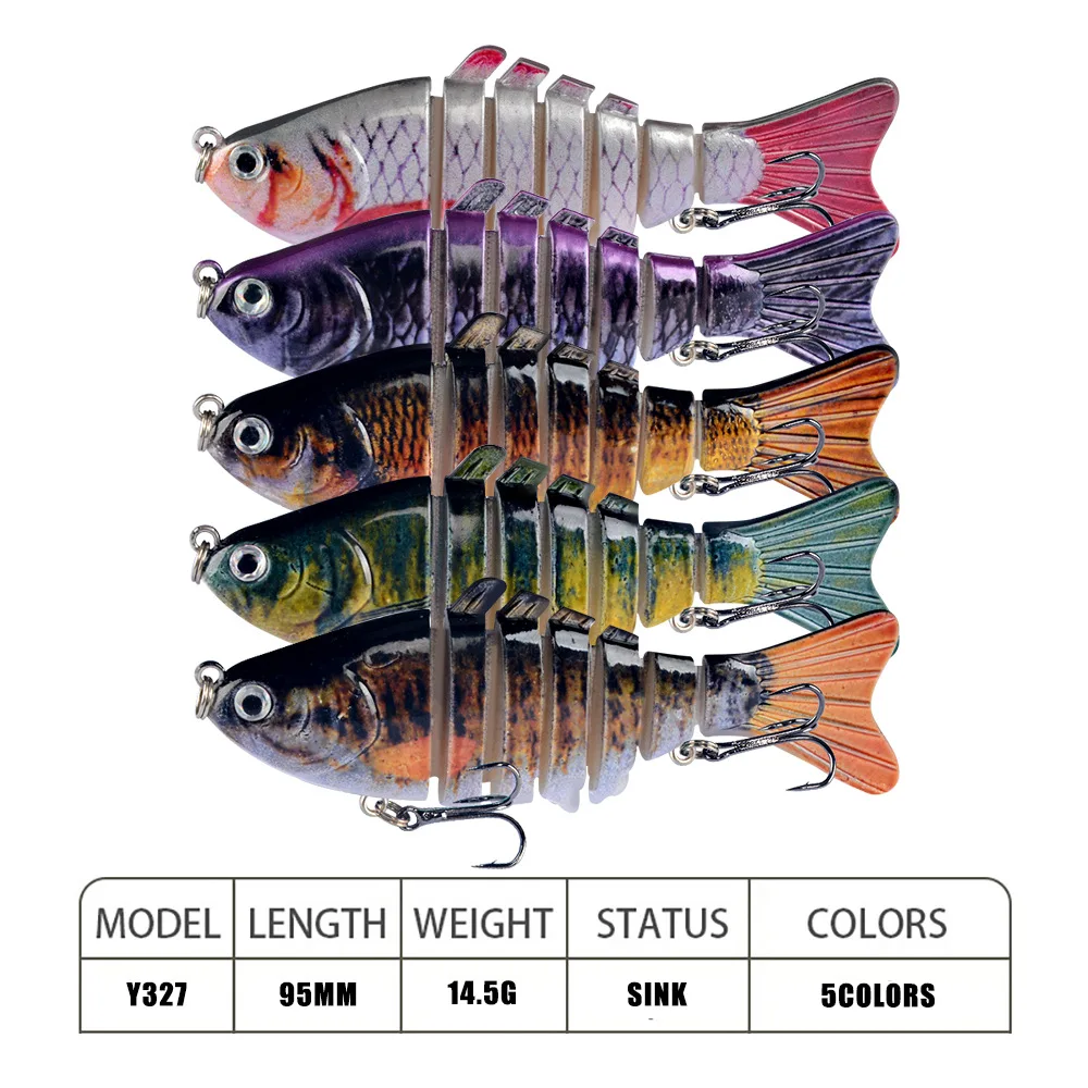 WHYY señuelo de pesca Wobbler realista, 7 segmentos, Swimbait Crankbait, cebo duro lento, 10cm, 15G, Isca, señuelos artificiales, aparejos de pesca de carpa - imagen 3