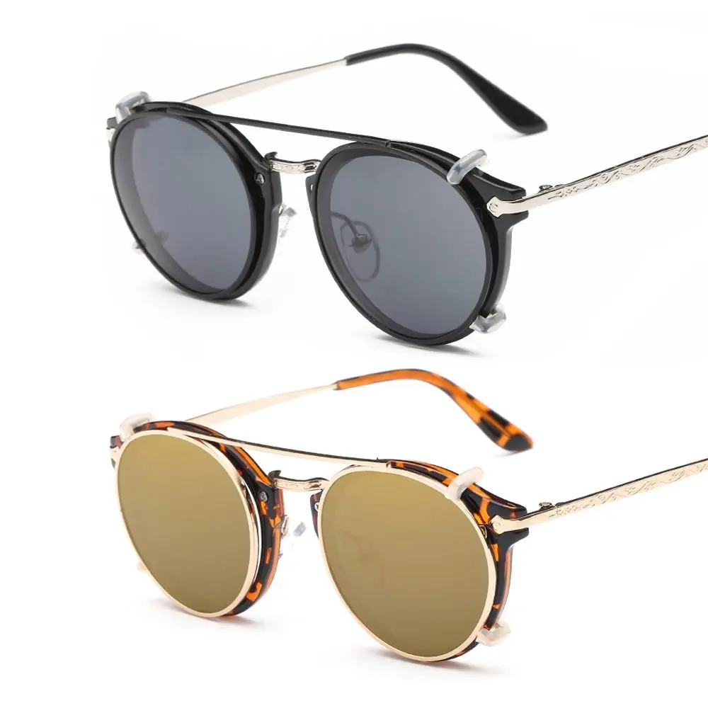 Gafas de sol abatibles Steampunk de doble capa, gafas de sol negras de dos usos, gafas de ordenador, gafas de sol con tapa abatible para exteriores