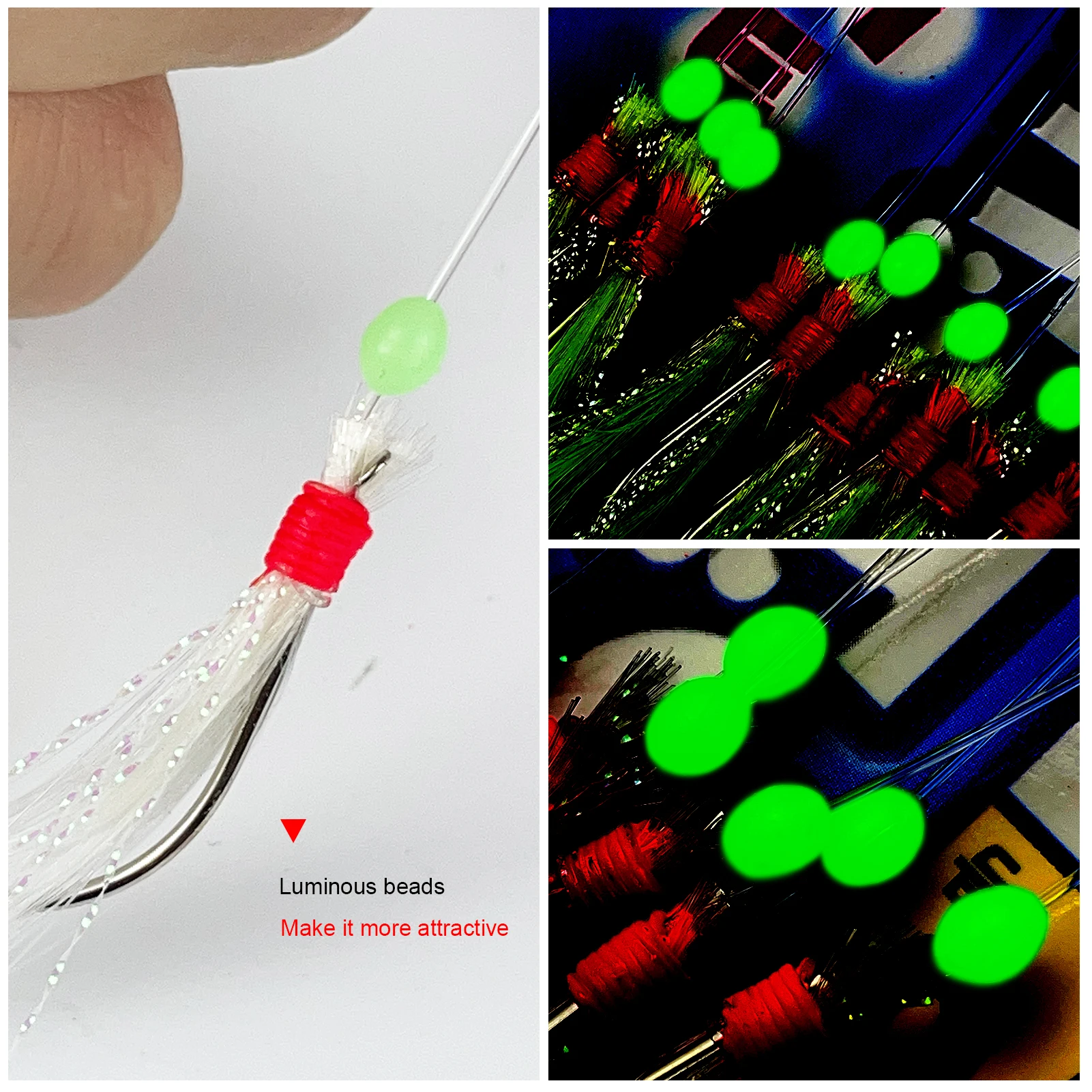 Sabiki anzuelos de cuerda con cebo luminoso y cuentas giratorias - imagen 4