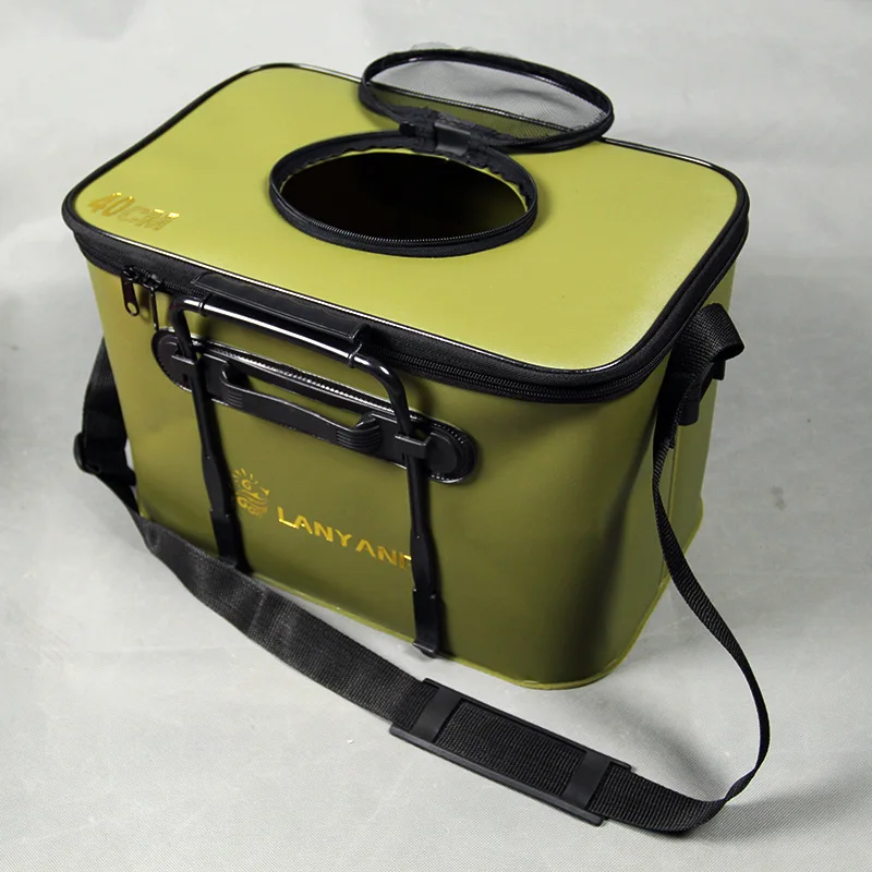 Goture-Caja portátil para peces vivos, Cubo de pesca plegable para exteriores, bolsa de almacenamiento de aparejos de pesca, 40cm, 50cm - imagen 3