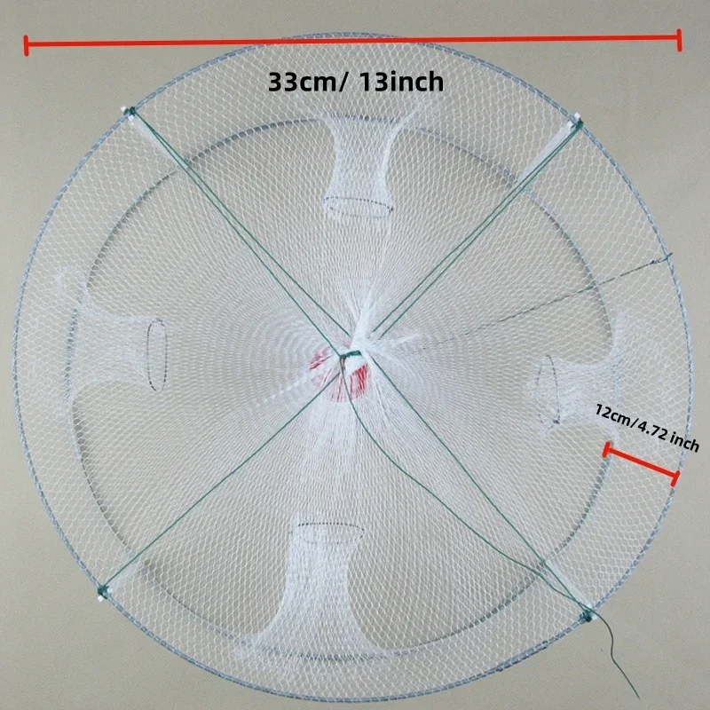 Red de pesca plegable de 2 piezas, trampa para cebo, camarón, cangrejo, 4 agujeros - imagen 2