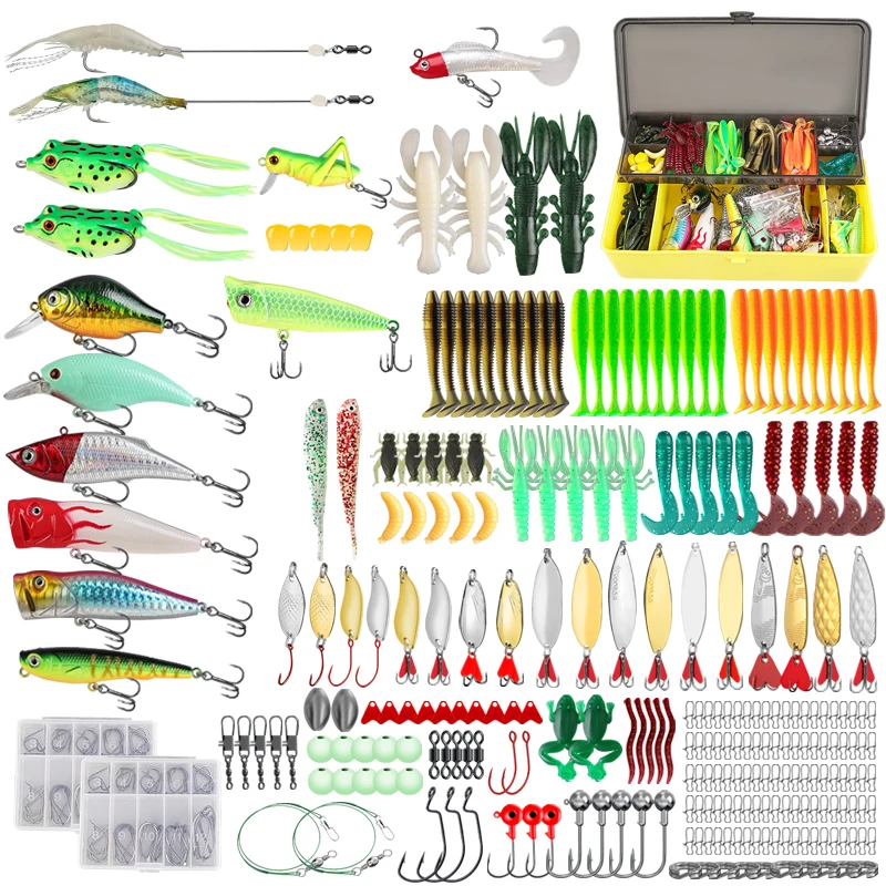 TAIYU 18/43/165/361/604 Uds Kit de Señuelos de Pesca juego de señuelos blandos y cebos duros plantilla de Metal accesorios de pesca de mar Wobblers artificiales - imagen 2