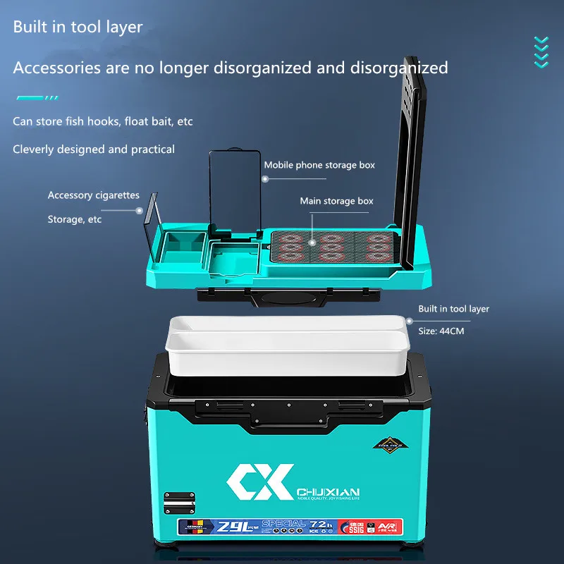 Juego de 8 piezas de caja de pesca completa, cubo de pesca multifuncional, plataforma de pesca salvaje sentado, accesorios de pesca al aire libre - imagen 5