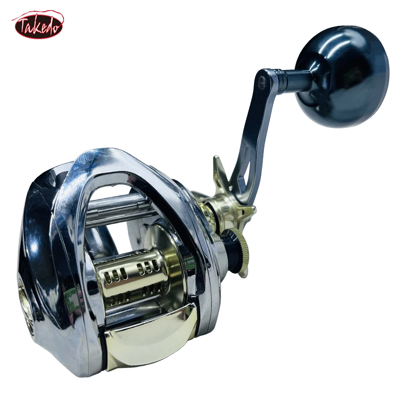 Carretes de pesca de Metal TAKEDO-TX01, relación de engranaje 7,2: 1, arrastre máximo de 12kg, carrete de Baitcasting, rueda de gota de agua para perca de lubina de atún - imagen 4
