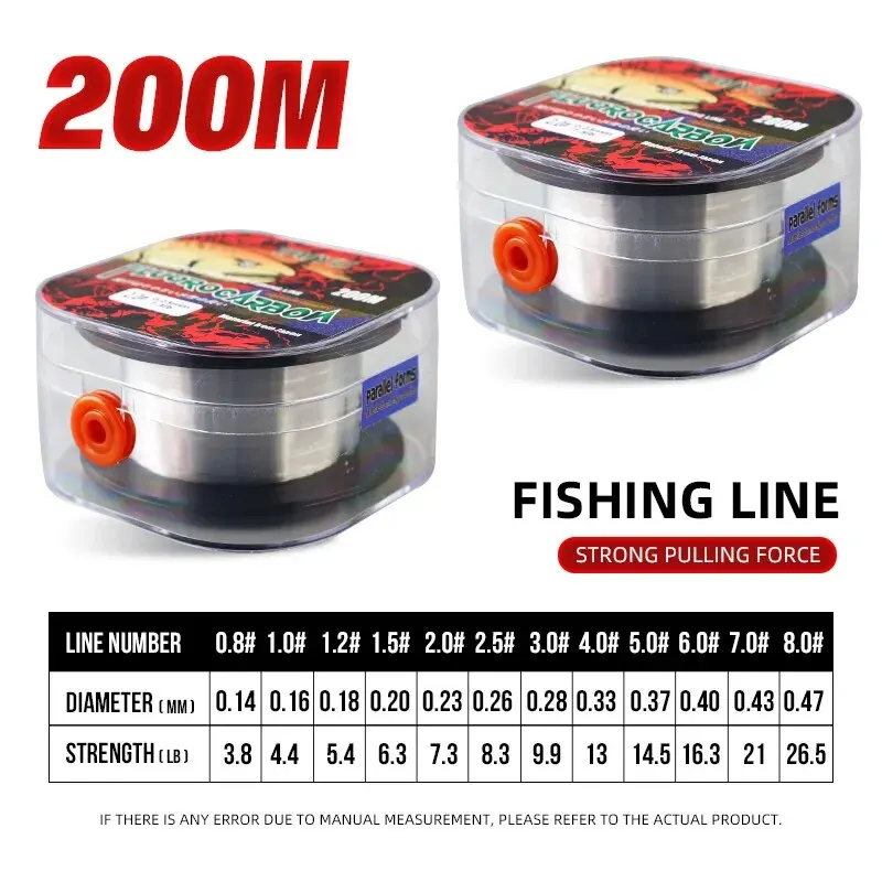 Línea de pesca de fluorocarbono estándar TAIYU, 200M, materiales japoneses, cable líder duradero de 3LB-26LB, línea de pesca con mosca de carpa de 0,14mm-0,47mm - imagen 2