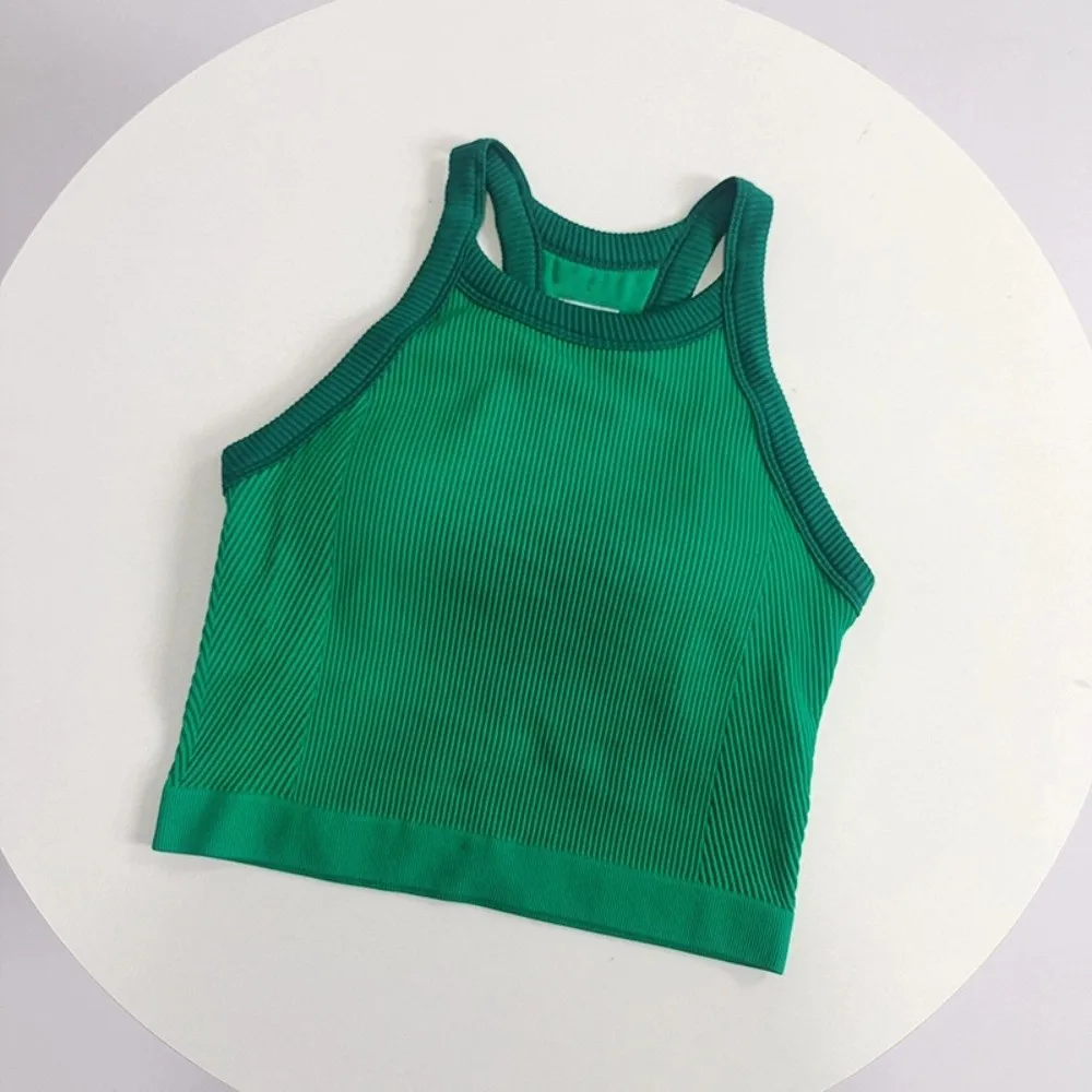 Camiseta sin mangas deportiva con escote alto, camiseta sin mangas cómoda y transpirable para Fitness, camiseta sin mangas suave con cojín para el pecho, camiseta sin mangas de copa fija, ropa deportiva - imagen 3