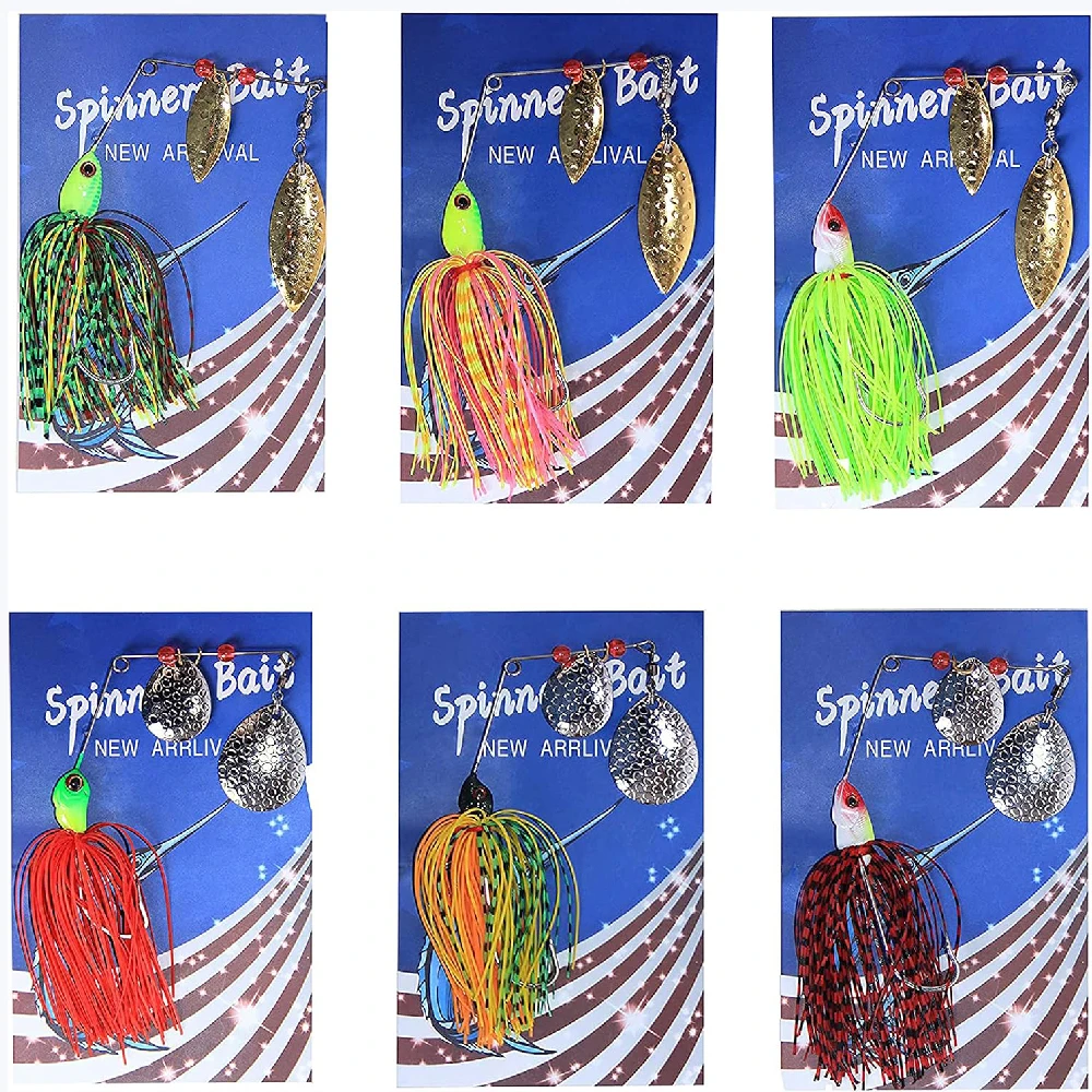 6 uds Spinnerbait Señuelos de Pesca Buzzbait Spinners cebos Kit Swimbait plantillas para lubina Pike trucha salmón pesca de agua dulce y salada