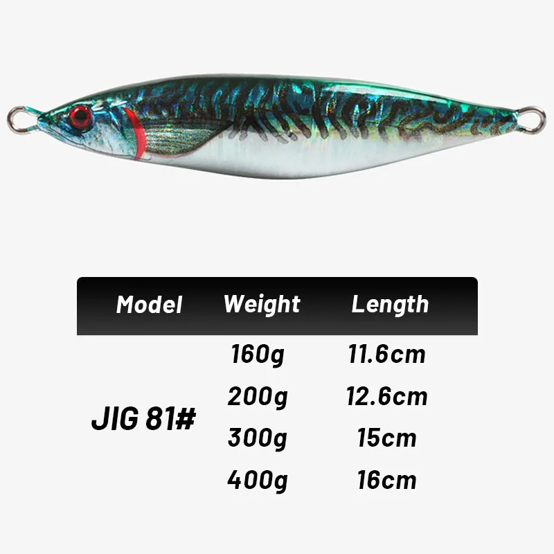 TEASER-señuelo Artificial J81 de hundimiento lento, cebo de pesca Vertical de Metal, con forma de S, 160g-400g - imagen 3