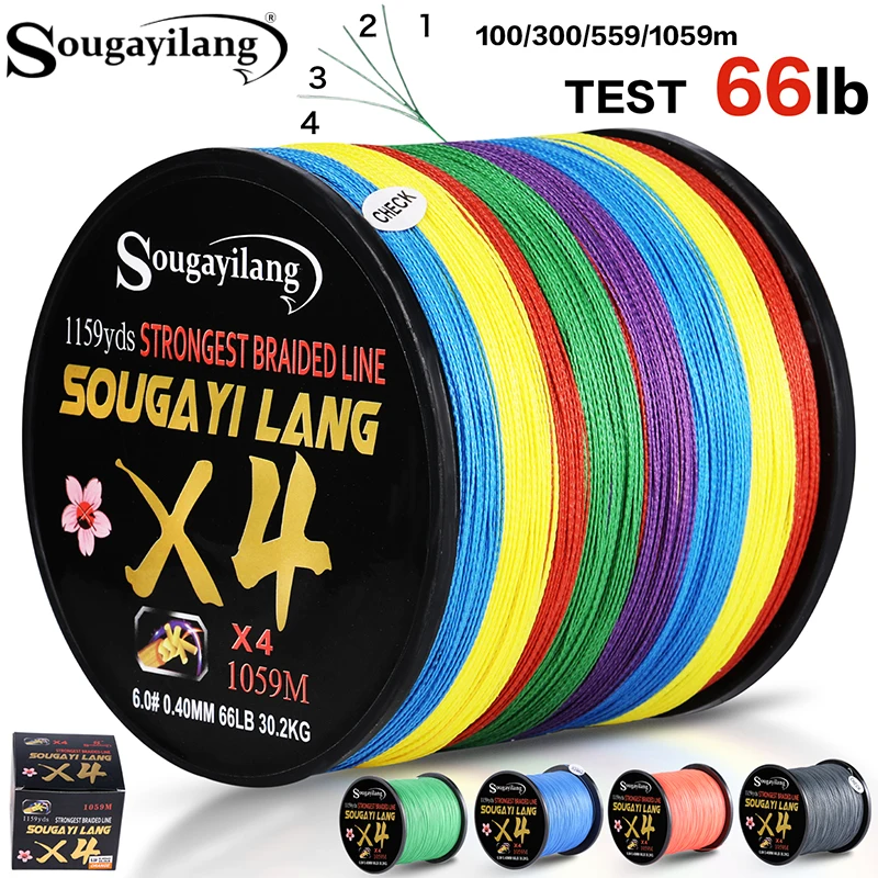 Sougayilang Sedal Trenzado PE 4 Hilos – Multifilamento para Carpa