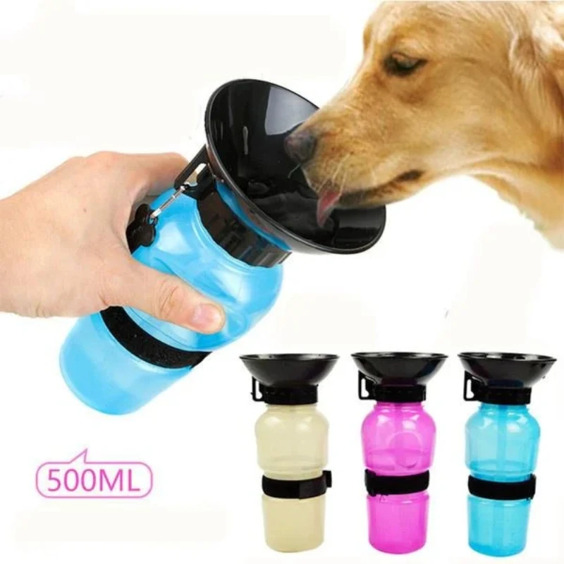 Botella de agua portátil para perros y gatos, 500ml, extrusión, taza de agua de viaje para perros grandes, tazón alimentador de agua potable para mascotas - imagen 2