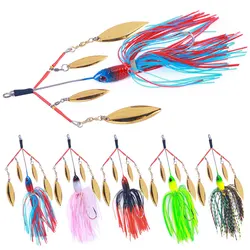 Spinnerbait Jig Head Metal con Cola Silicona para Spinning Agua Salada