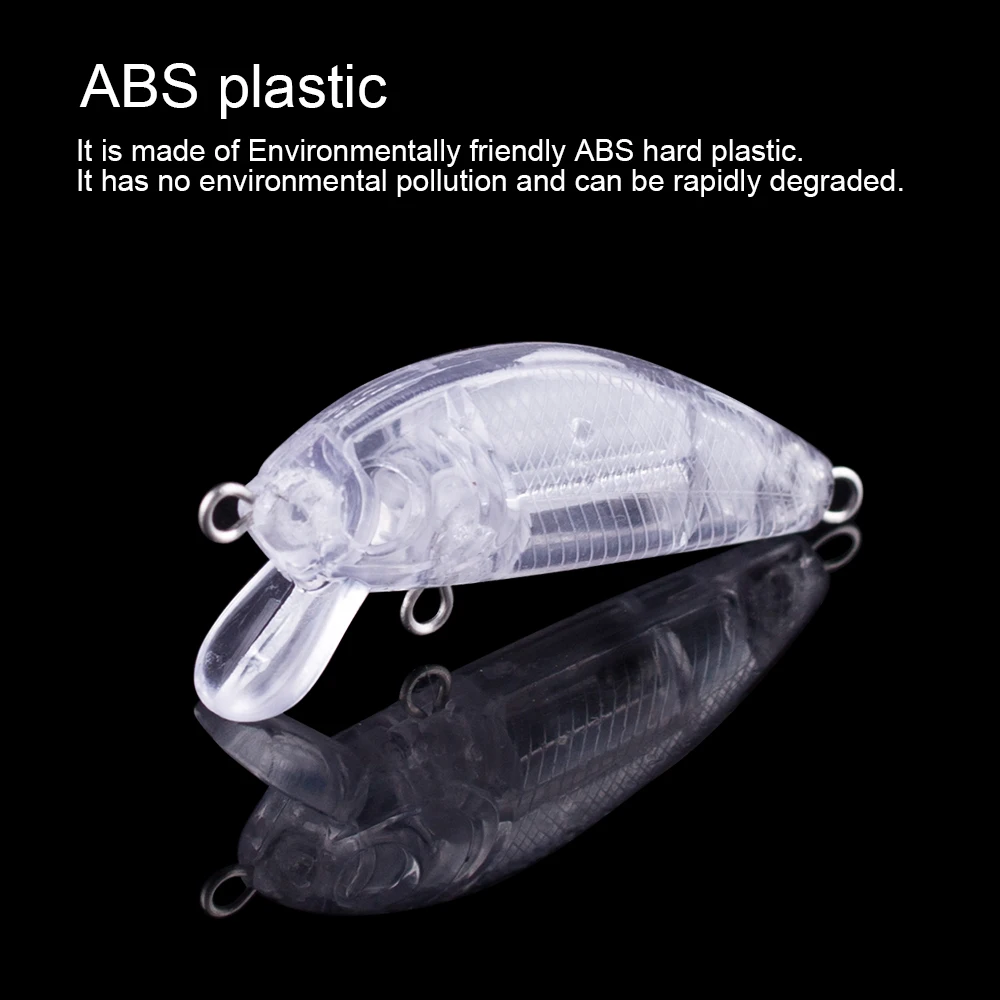 Hanlin-Mini Señuelos de Pesca flotantes, cebos de plástico duro sin pintar, cuerpo transparente, aparejos de lubina en blanco, 10/20 piezas, 5CM, 3G - imagen 5