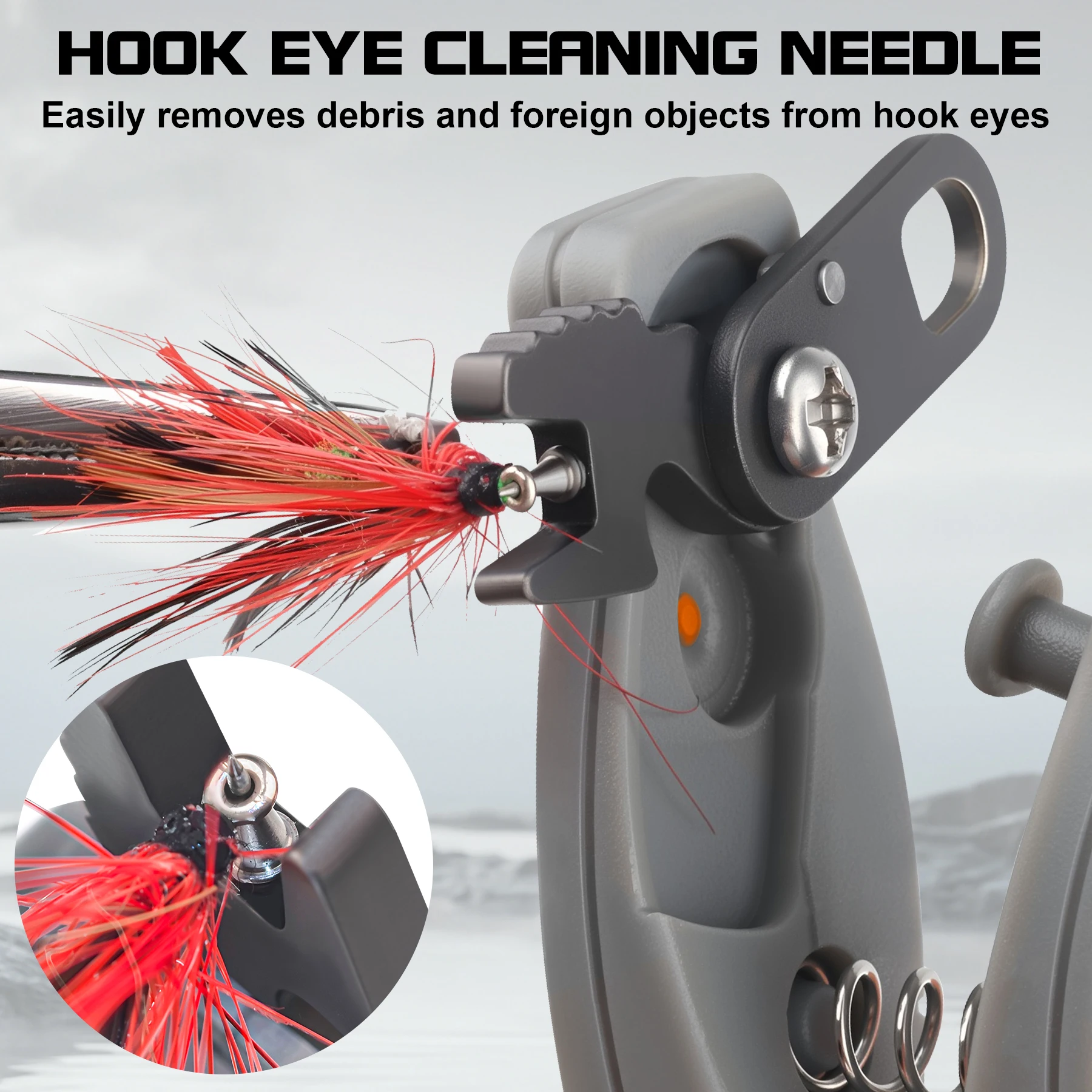 Cortador de línea de pesca Booms con retractores y herramienta para atar nudos de pesca, limpiador de ojos con gancho, accesorio de pesca con mosca - imagen 3