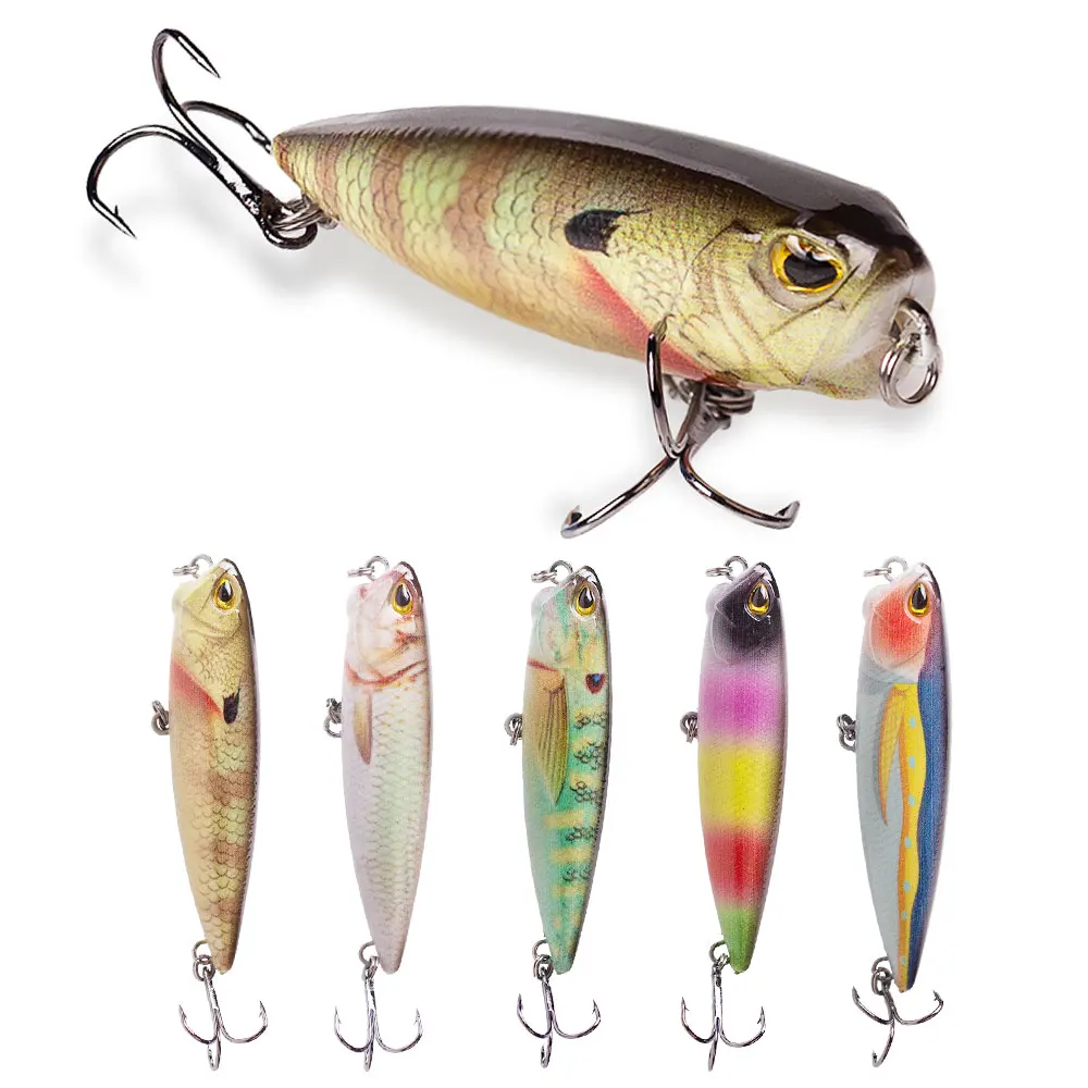 Hanlin 6,5 cm/2,56 pulgadas Popper Walk The Dog sonajero pequeños cebos Wobble señuelo de pesca flotante plástico Crankbait Bass Pike aparejos