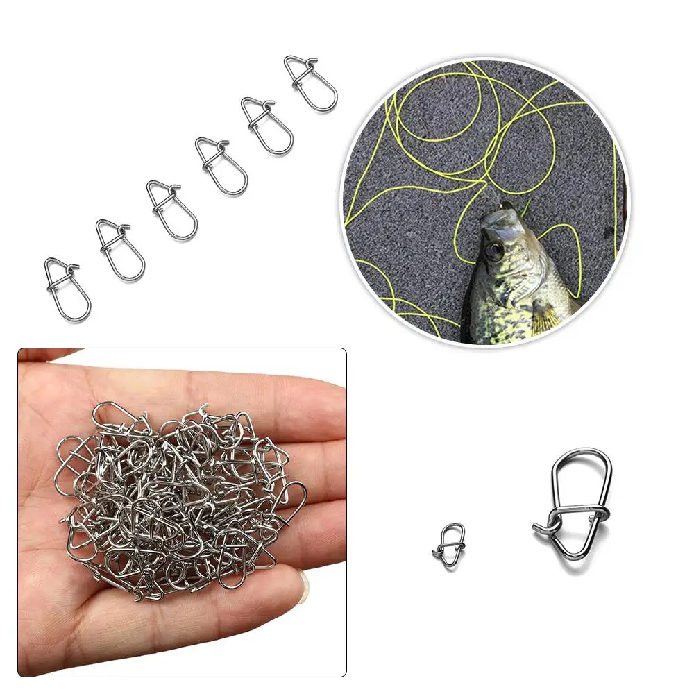 100 Uds portátil nuevo duradero de acero inoxidable bloqueo rápido pesca colgante Snap ovalado anillos divididos barril conector giratorio