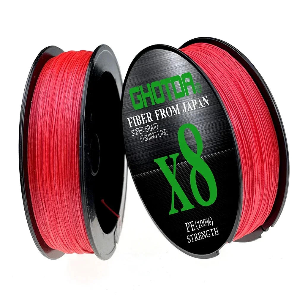 Línea de pesca de PE trenzada de 8 hebras GHOTDA Colorfast 0,6 # -8.0 # 100m 13-78 LB aparejos de pesca de alambre de carpa lejana de fundición de alta calidad rojo - imagen 4