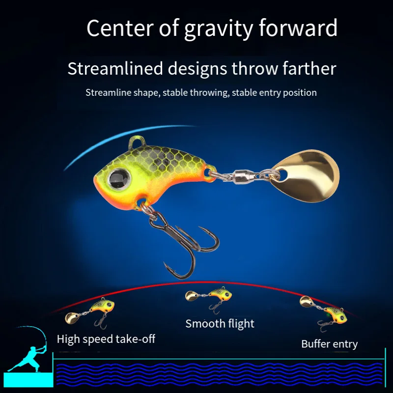 Señuelos giratorios de Metal para Pesca, anzuelos giratorios con vibración para Lucio, lubina, 1 piezas - imagen 4