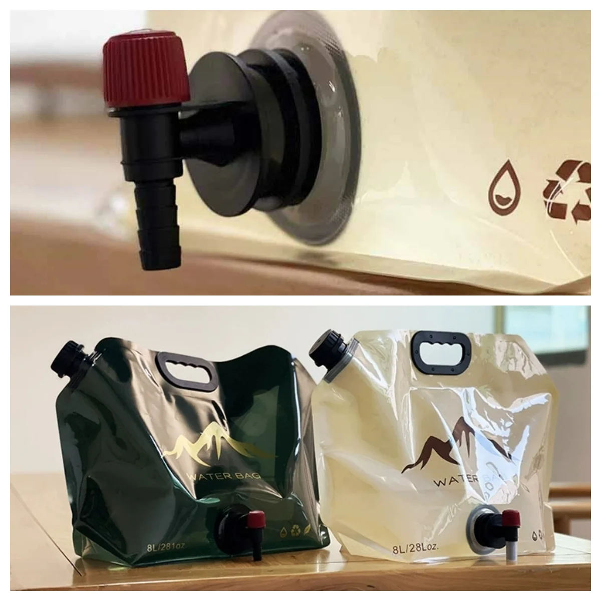 Mini BOLSA DE AGUA plegable para exteriores, tanque de agua portátil de gran capacidad de 8L para supervivencia o suministros de emergencia, bolsas de agua para pesca - imagen 5