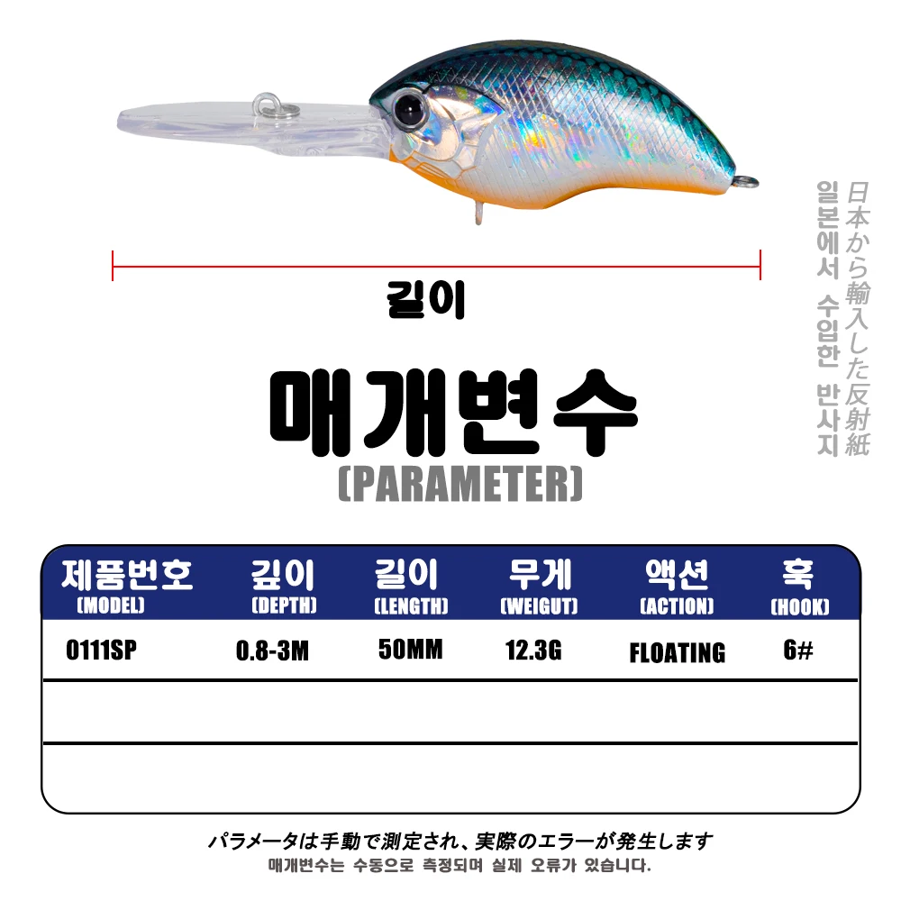 Señuelo mostrando su diseño 0,8-3m y manivela para pesca efectiva