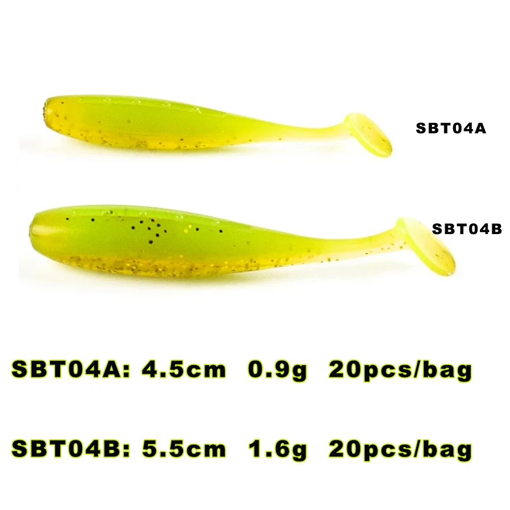 CCLTBA 20 unids/bolsa señuelos blandos con cola en T 4,5 cm/5,5 cm señuelos de gusano cebo de silicona pescado fresco Pva Swimbait Wobblers señuelos para pesca - imagen 2