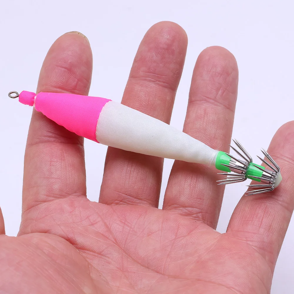 Ganchos de calamar de tubo de soplado luminoso de 5 uds, anzuelos de cebo falso simulados, anzuelos de calamar de doble capa, equipo de pesca de agua salada - imagen 3