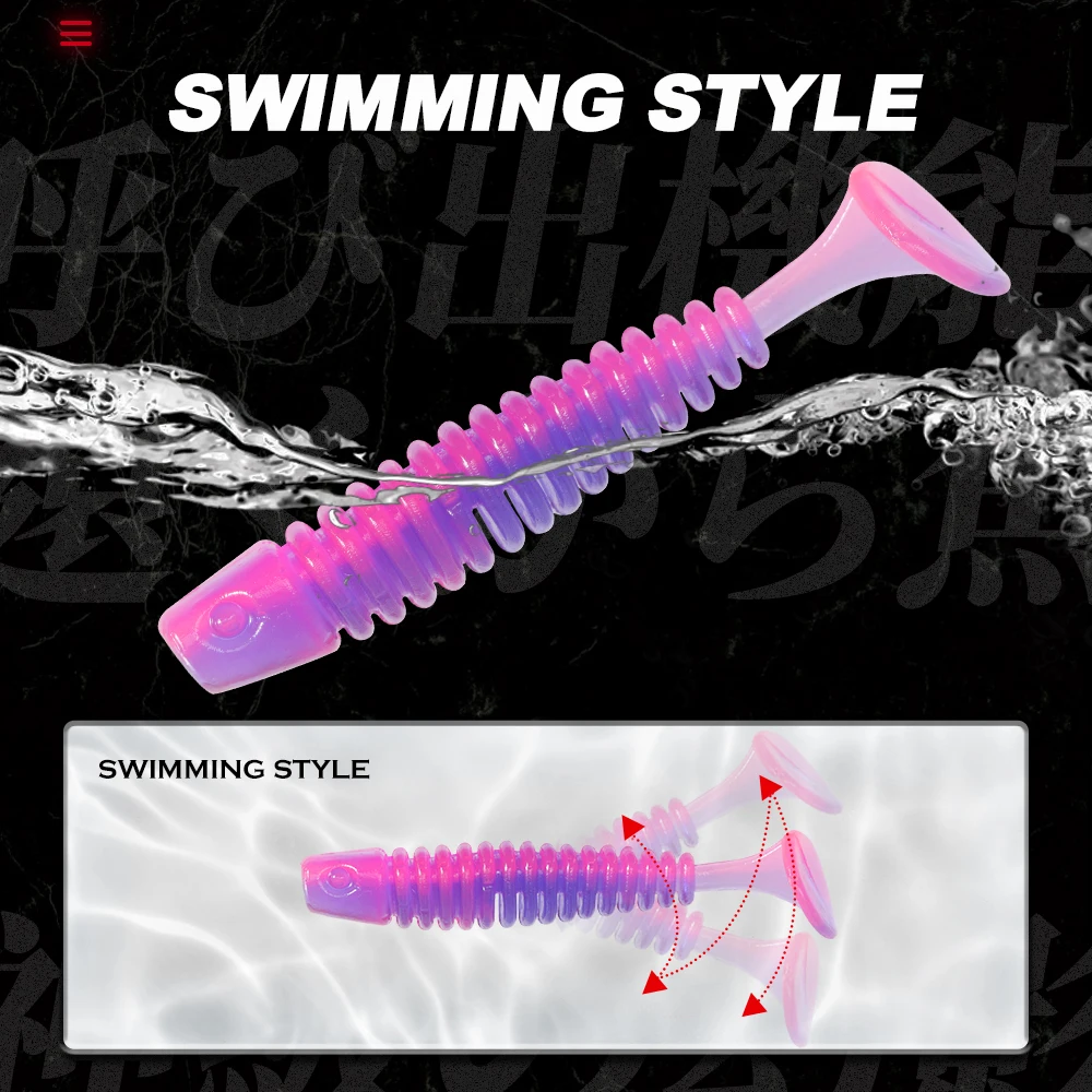 Hunthouse-señuelo de pesca suave con cola en T, 37mm, 0,6g, 30 unids/bolsa, cebos de plástico, gusano suave de goma Artificial para lubina, aparejos de pesca de silicona - imagen 4