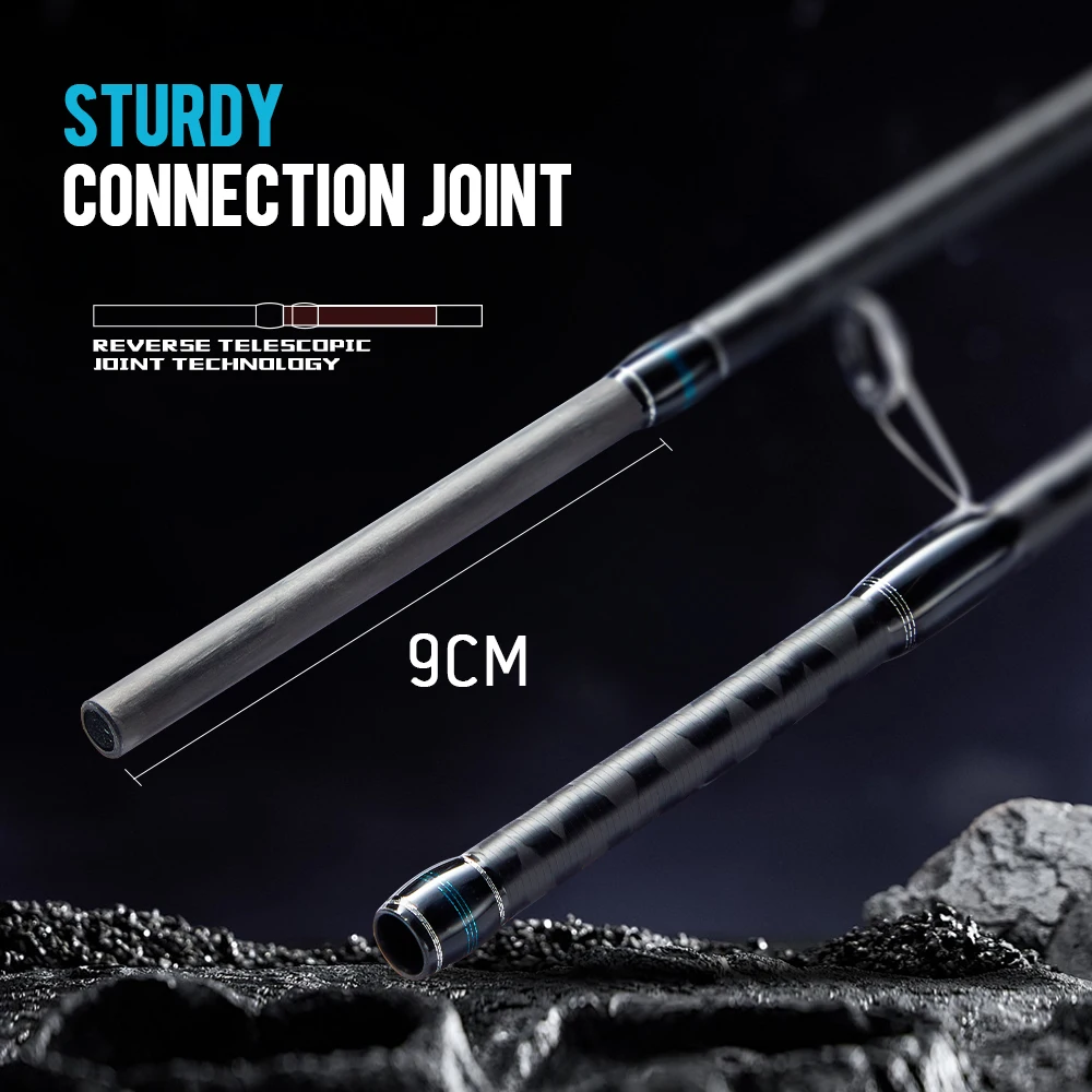 SOLOKING KOMPLUM caña de pescar de lubina costera 40T carbono ultraligero Fuji O + A anillo 2 secciones caña giratoria de agua salada - imagen 4