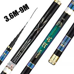 Caña de pescar telescópica de fibra dura súper ligera, 3,6 M/4,5 M/5,4 M/6,3 M/7,2 M/8M/9M