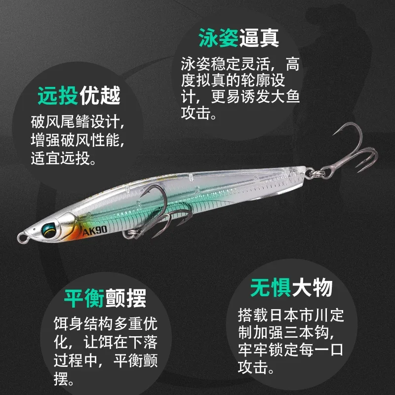 LURETV Lan Cut AK80/90 Lápiz sumergido LuRE Bait Lápiz de lanzamiento ultra largo Cebo de bajo torcido - imagen 3