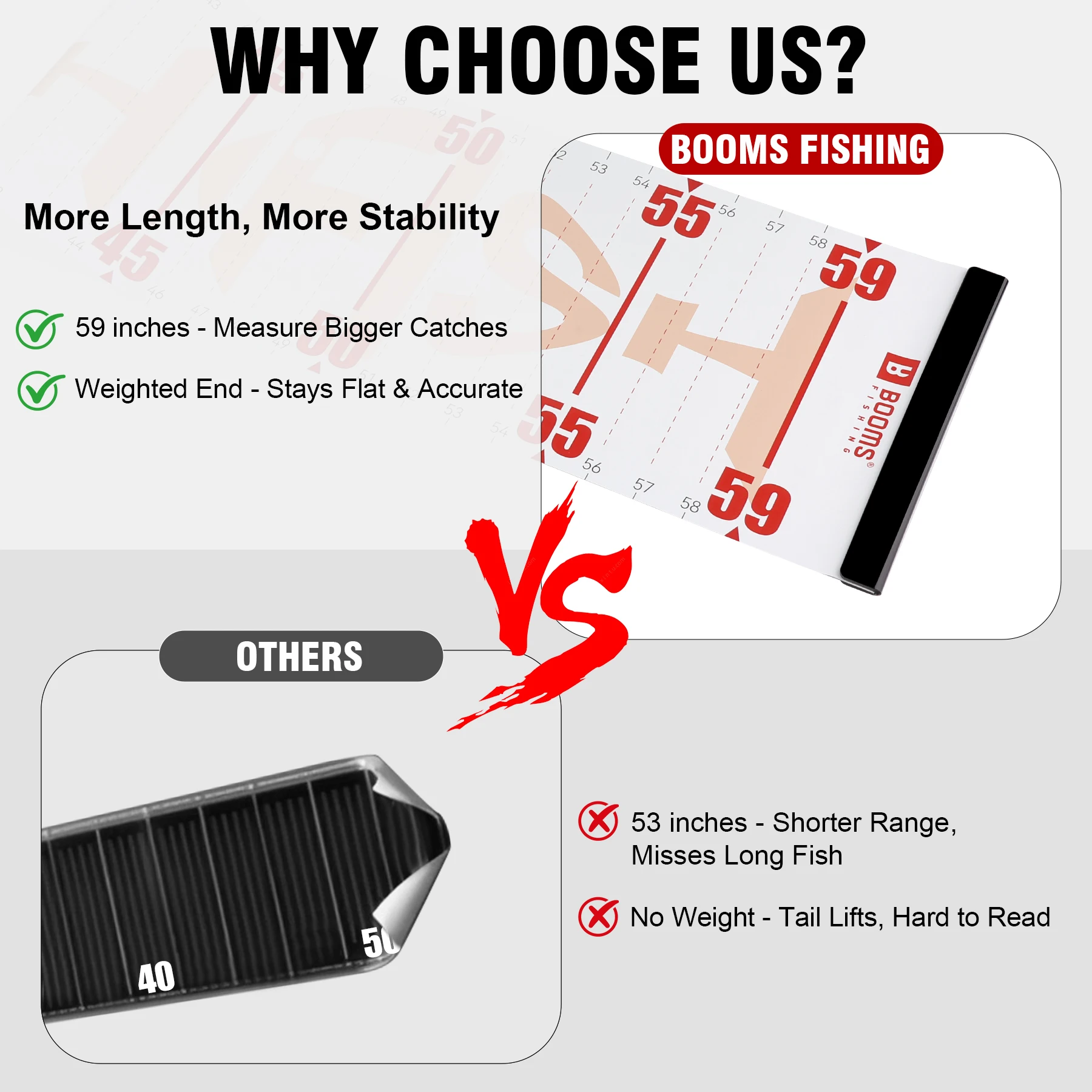 Booms Fishing RL4 59in regla medidora de peces impermeable duradera plegable PVC regla medidora de peces herramienta de aparejos de pesca al aire libre - imagen 4