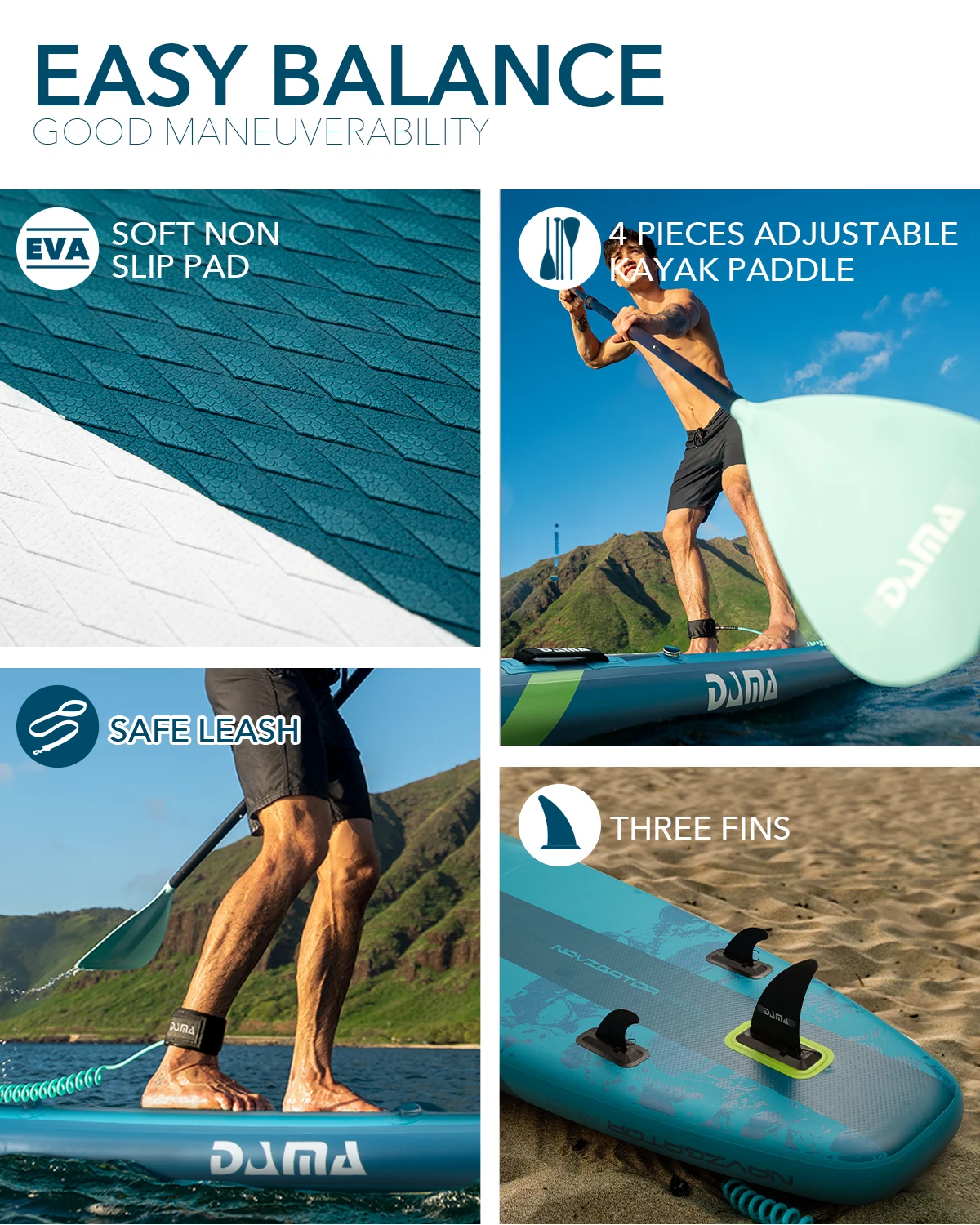 DAMA-Tabla de Paddle inflable para adultos, 11 '6 ''x35'' X6 '', estilo de pie, deportes acuáticos, pesca con accesorios, tabla de SUP, nuevo, 2023 - imagen 5