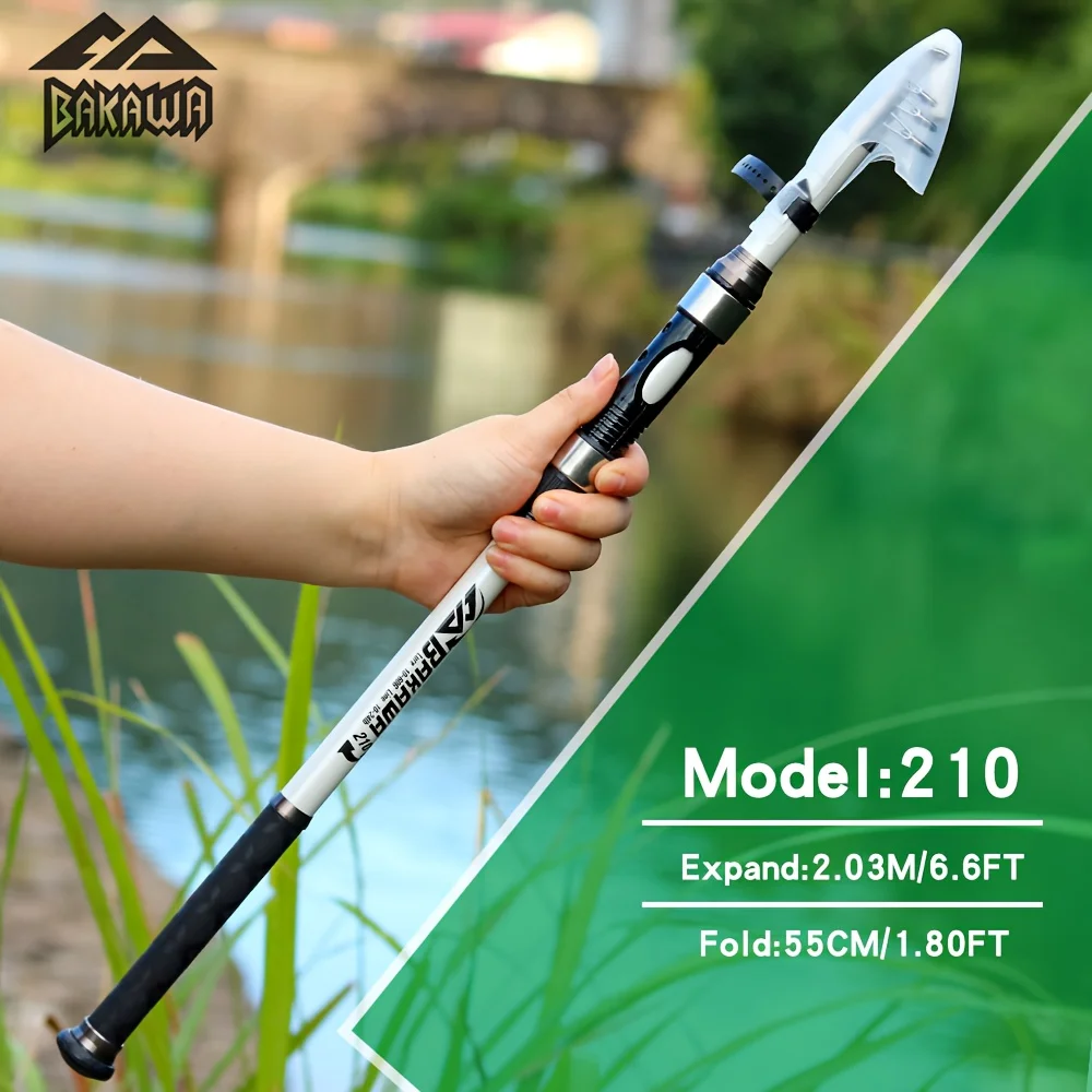 Caña telescópica BAKAWA de 210CM/300CM, caña de pescar portátil para carpa, accesorios de pesca giratorios, caña de pescar de fundición a tierra, venta - imagen 5
