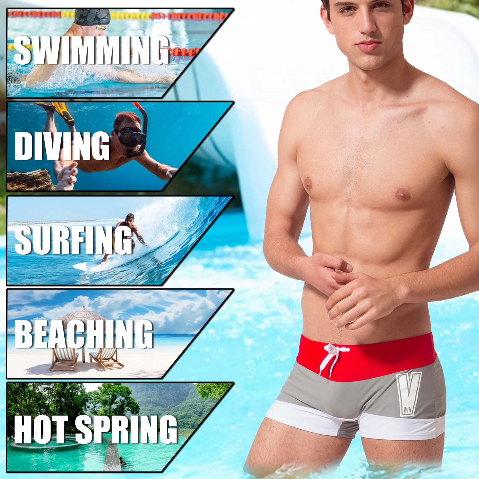 Pantalones cortos secado rápido con cordón para natación - imagen 4