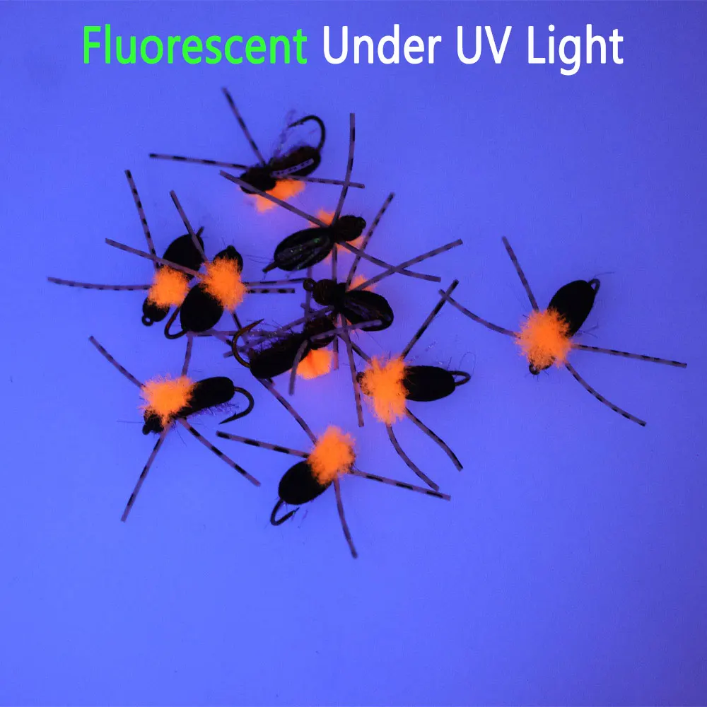 Bimoo 6 piezas # 10 Para Post Wing espuma hormiga mosca flotante negro mosca seca escarabajo mosca insecto Artificial cebo trucha Grayling Señuelos de pesca - imagen 5