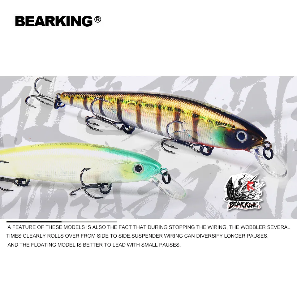 Bearking 11,5 cm 16g señuelo de pesca de calidad profesional caliente, cebo de manivela Wobblers Minnow excelente pintura - imagen 3