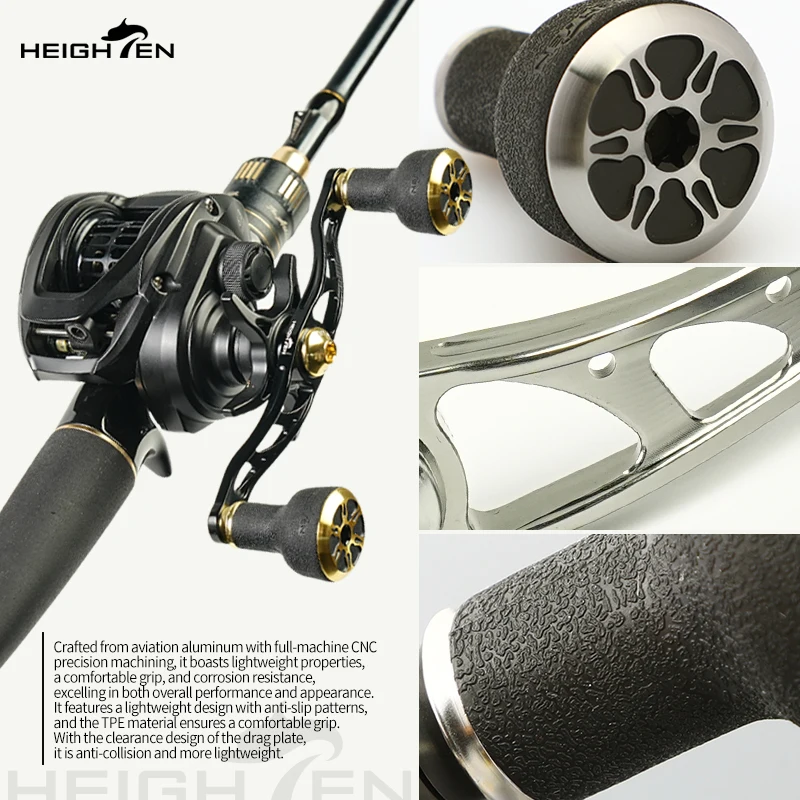 HEIGHTEN Doble manivela TPE para carrete baitcasting de 105 mm - imagen 3