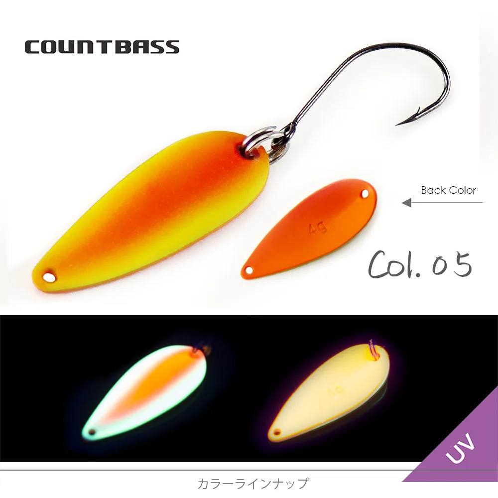 Cucharas de trucha COUNTBASS, Señuelos de pesca de 2,4g y 4g con un solo gancho, cebos de Metal de fundición para salmón, Lucio, lubina, Material de latón - imagen 5