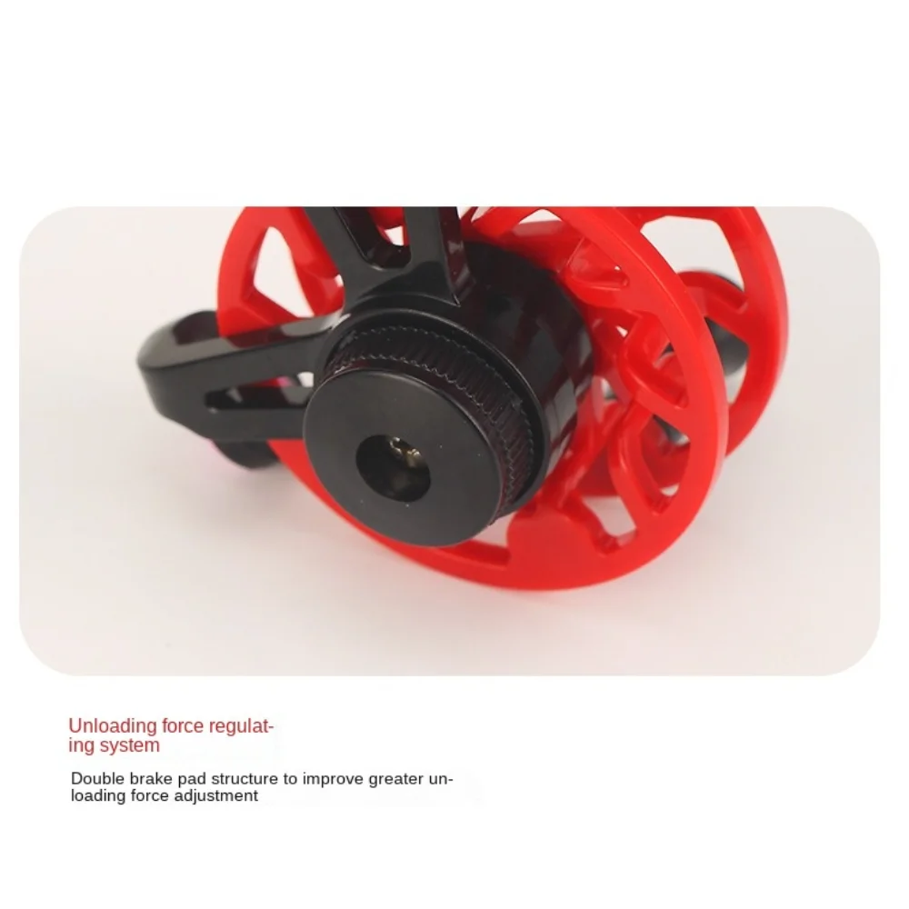 Carrete de pesca en hielo, carrete de plástico, carrete de pesca de fundición, aleación de aluminio, mango suave, frenado, carretes de fundición de cebo de Metal - imagen 4