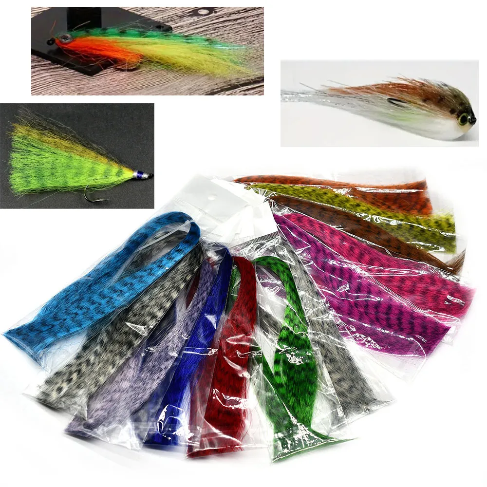 12 colores opcionales pesca con mosca negro Barrado Minnow fibras Streamer atado de moscas cebra Grizzly pelo moscas cuerpo - imagen 5