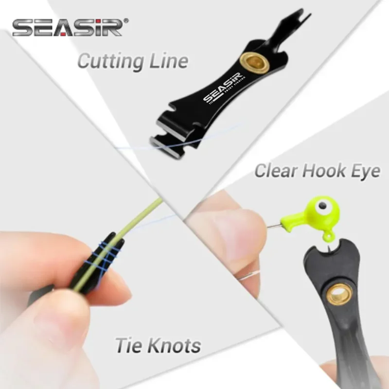 SEASIR Fishing Quick Knot Tying Tool Fly Fishing Line Scissors Cutter Clipper Nippers Fast Knotter Tie Zinger Retractor Tackle - imagen 3