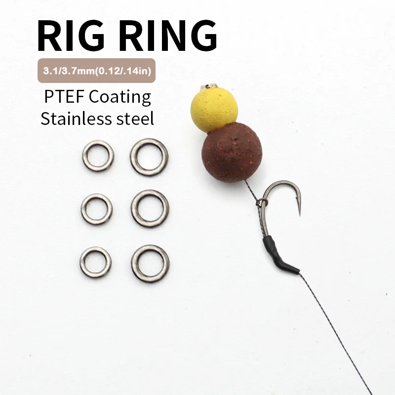 20 piezas accesorios de pesca de carpa, anillo de aparejo de 3,1mm y 3,7mm, anillo trasero negro de acero inoxidable PTEF 304 para aparejos terminales de pesca de carpa