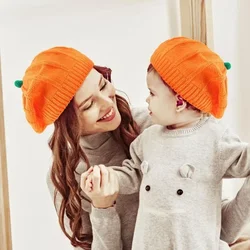 Gorro boina calabaza punto cálido para otoño invierno Halloween