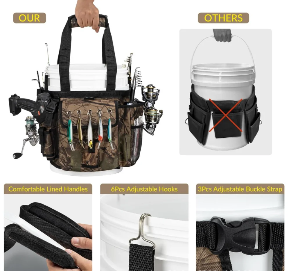 NUEVO BOLSA multifuncional con soporte para caña, bolsa de almacenamiento de carrete de aparejos de pesca, bolsa impermeable de 3 colores, bolsa de pesca resistente al desgaste - imagen 5