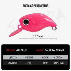 ALLBLUE SoniCRA MR Wobbler flotante mini crankbait para trucha