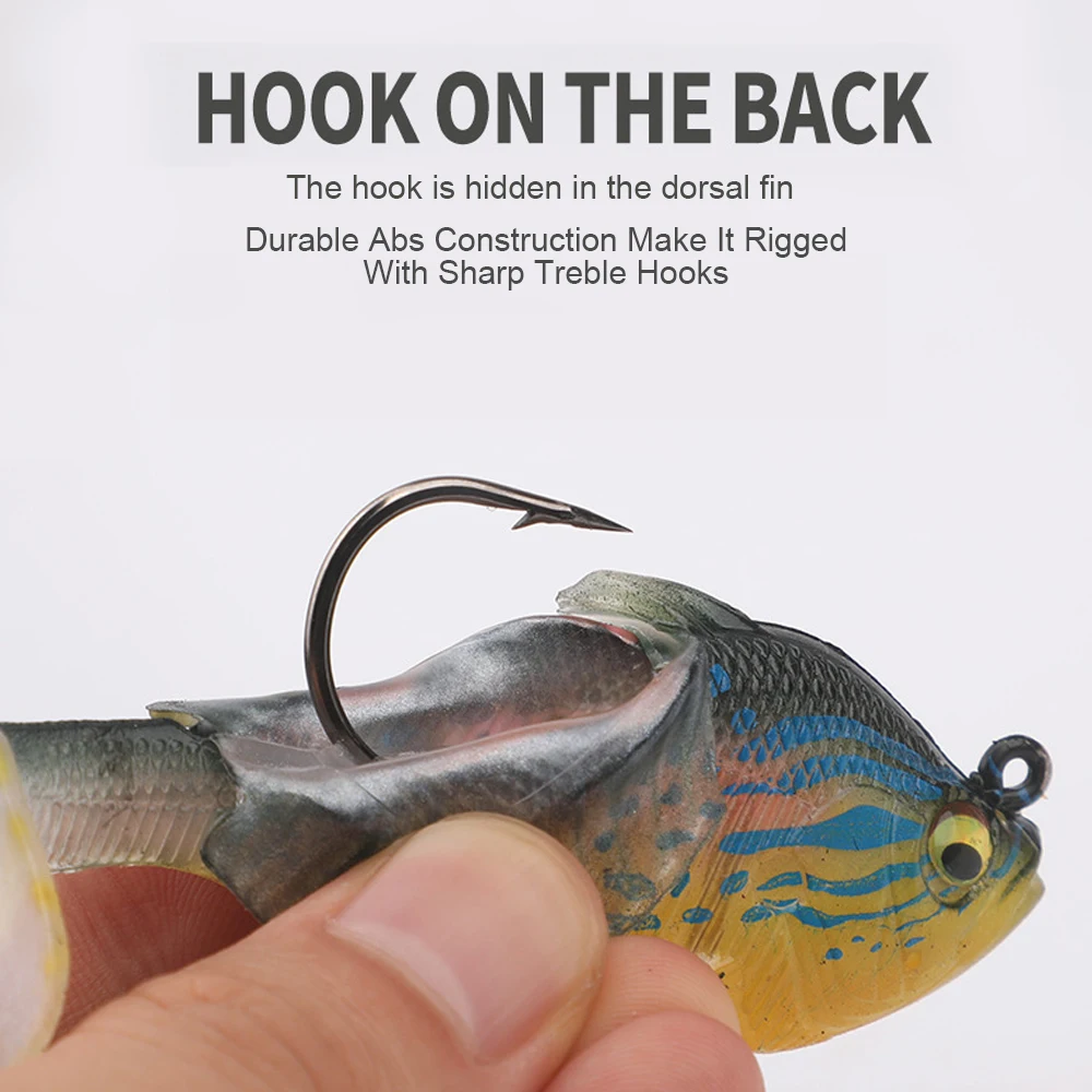 Señuelos de pesca Hanlin de cola en T, 6cm/14g, 8cm/25g, cebo suave, Swimbaits Bluegill, lentejuelas giratorias de 360 grados, hundimiento, aparejos de lubina - imagen 3