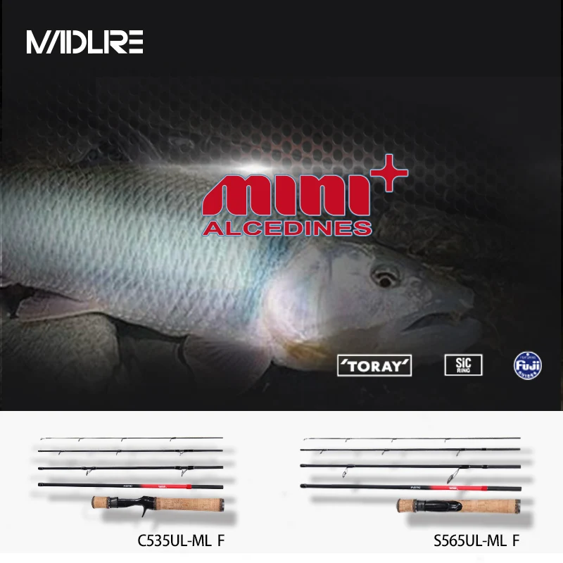 MADLURE 2025 nuevo MINI + caña giratoria/caída portátil de viaje 5 Piseces Fuji Ring SIC TORAY caña de pescar para agua dulce - imagen 3