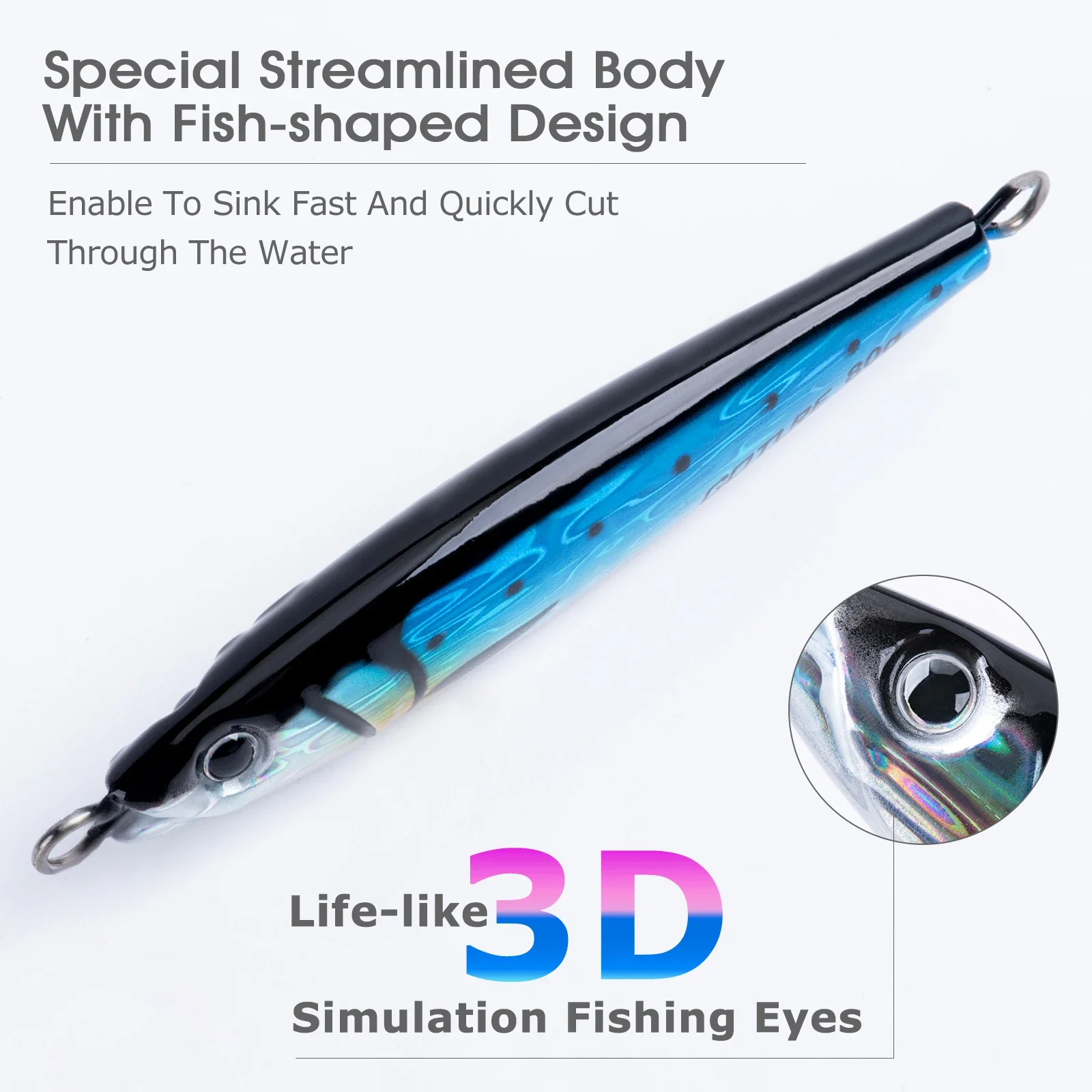 Goture-cebo de Metal que se hunde, 30g, 60g, 80g, 100g, 150g, plantillas de Metal verticales grandes, señuelo de pesca de aguas profundas, Jigging de agua salada, cebo duro - imagen 5